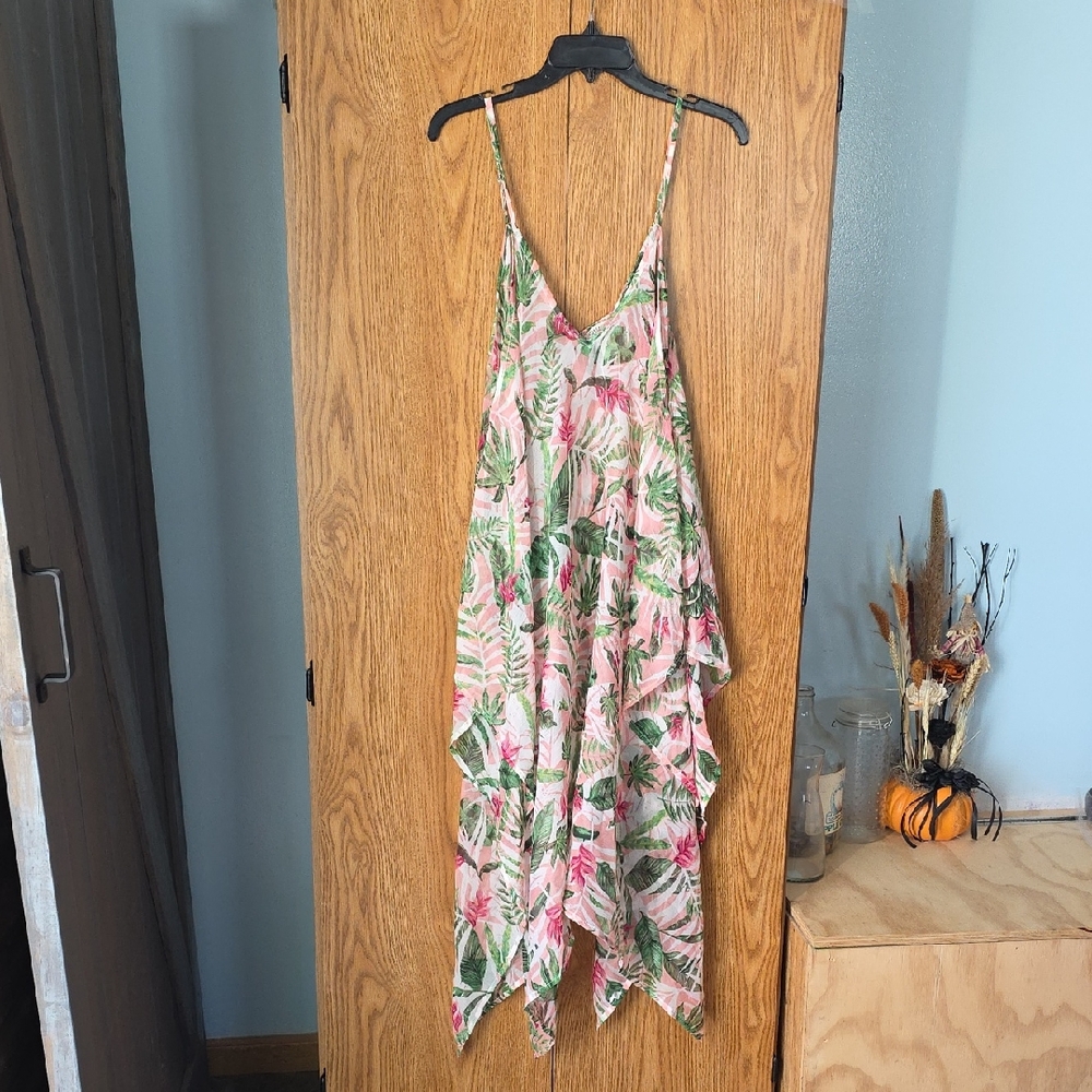 Floral Pink and Green Women's Dress